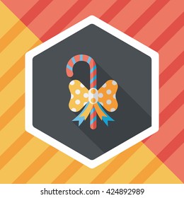Christmas candy cane flat icon with long shadow,eps10
