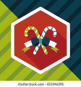 Christmas candy cane flat icon with long shadow,eps10
