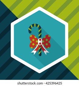 Christmas candy cane flat icon with long shadow,eps10