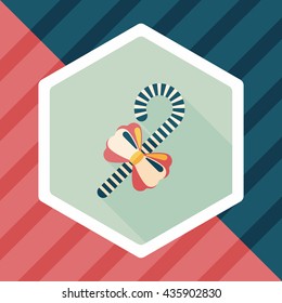 Christmas candy cane flat icon with long shadow,eps10