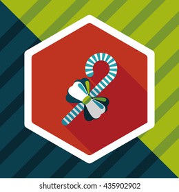 Christmas candy cane flat icon with long shadow,eps10