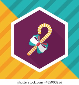 Christmas candy cane flat icon with long shadow,eps10