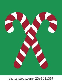 Christmas candy cane flat style vector illustration