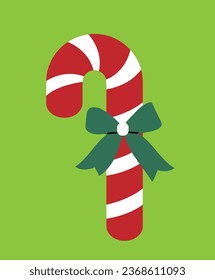 Christmas candy cane flat style vector illustration