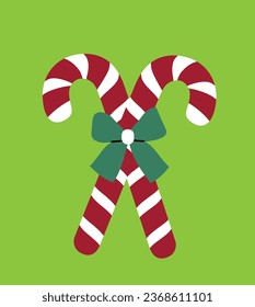 Christmas candy cane flat style vector illustration