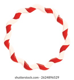 Christmas candy cane forming round frame with copy space for your holiday message
