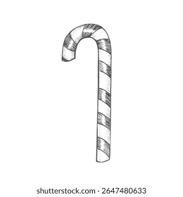 Christmas candy cane. Graphics illustration. Vector. Sweetness for packaging, wrapping paper, New Year's textiles, postcard, stickers, Christmas compositions and articles.
