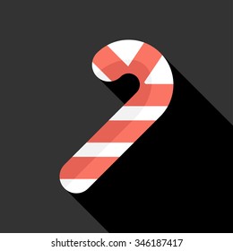 Christmas Candy Cane icon . Flat design style modern vector illustration. Isolated on stylish color background. Flat long shadow icon. Elements in flat design.