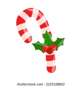 christmas candy cane icon isolated