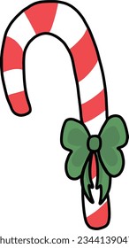 Icono de caña de caramelo de Navidad aislado, caricatura de Cute, ilustración de vectores