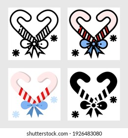 christmas candy cane icon vector design in filled, thin line, outline and flat style.