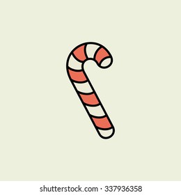 Christmas candy cane icon. Vector icon. Linear style