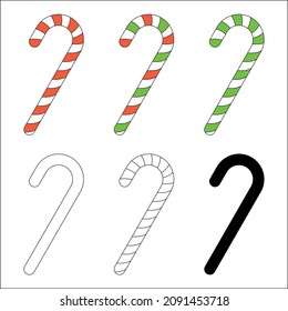 Christmas candy cane icon.Candy Cane stick icon set vector on white background.Xmas candy vector.Vector illustration.