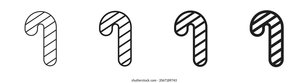 Christmas candy cane icons set. Christmas sweets and decorations. Vector illustration
