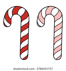 Christmas candy cane illustration featuring festive holiday sweets seasonal decoration and winter celebration elements in colorful flat vector design style