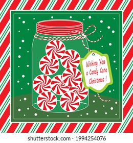 Christmas candy cane illustration for christmas greeting card, gift bag or box design