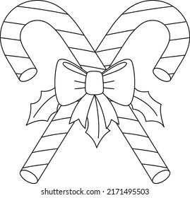 Christmas Candy Cane Isolated Coloring Page