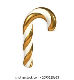 Christmas candy cane isolated on white background. Template for xmas or New Year greeting card. Vector illustration.