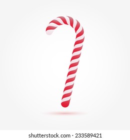 Christmas candy cane isolated on white background. Vector illustration for your artwork, banner, posters, greeting card.