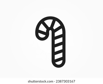 Icono de la línea de caña de caramelo de Navidad. imagen vectorial aislada para Navidad, Año Nuevo y diseño invernal