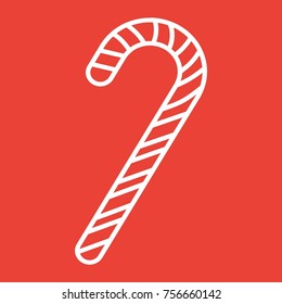 Christmas candy cane line icon, New year and Christmas, xmas sign vector graphics, a linear pattern on a red background, eps 10.