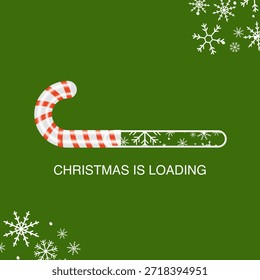 Christmas candy cane loading bar. New year countdown concept. Vector illustration.