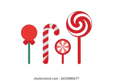 Christmas Candy Cane and Lollipop Vector Design for Festive Holiday Sweet Treat Illustration