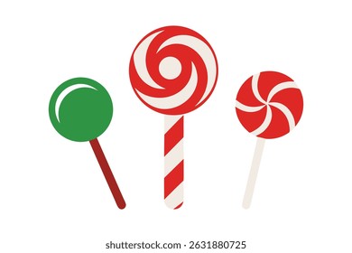 Christmas Candy Cane and Lollipop Vector Design for Festive Holiday Sweet Treat Illustration