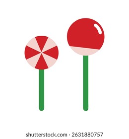 Christmas Candy Cane and Lollipop Vector Design for Festive Holiday Sweet Treat Illustration