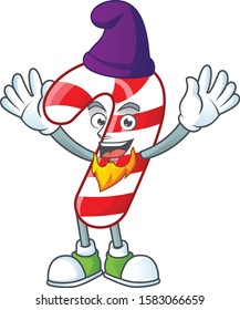 Christmas candy cane mascot cartoon style as an Elf
