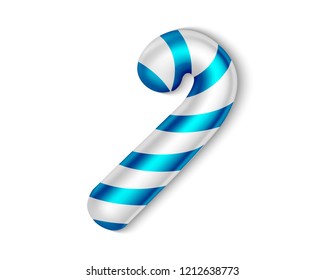 Christmas Candy Cane, Merry Xmas Concept, Isolated on White Background, Hand Drawn Realistic Vector 3D Illustration