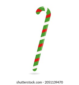 Christmas candy cane with mint and cinnamon. 3 D. Vector illustration.