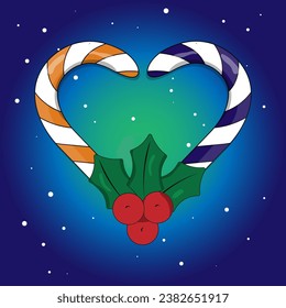 Christmas Candy cane and mistletoe vector design