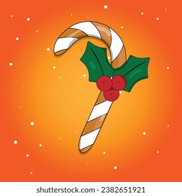 Christmas Candy cane and mistletoe vector design