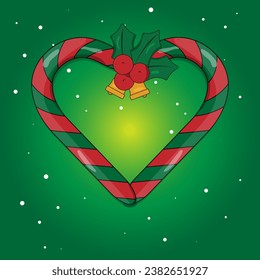 Diseño vectorial de caña y mistletoe de navidad