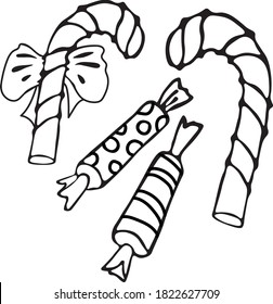 Christmas candy cane, New year and Christmas, xmas sign vector graphics, a solid pattern on a white background