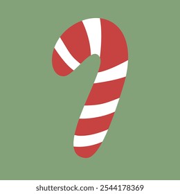 christmas Candy cane on green background