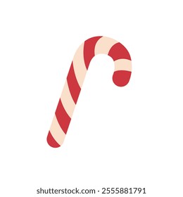 Christmas candy cane on isolated white background. Candy cane icon. Vector illustration cartoon flat style