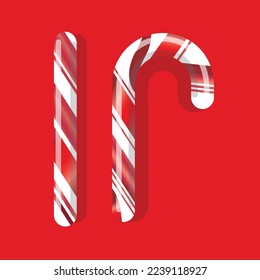 caramelo de caramelo de navidad en fondo rojo