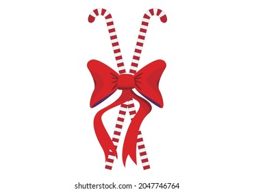 Christmas candy cane on white background.