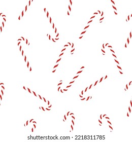 Christmas candy cane on white background seamless pattern