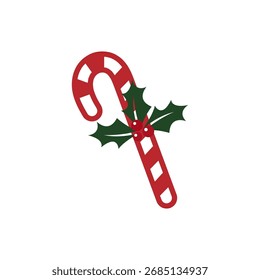 Bastón de caramelo de Navidad sobre fondo blanco