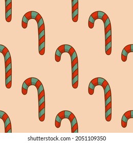 Christmas Candy Cane Pattern Background. Social Media Post. Christmas Decoration Vector Illustration.