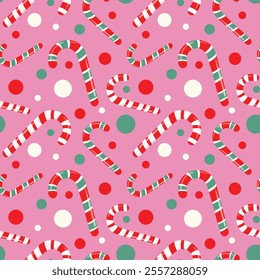 Christmas candy cane pattern on a pink background