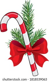 
Weihnachtskerzenrohr mit roter Schleife und Tannenzapfen auf weißem, isoliertem Hintergrund