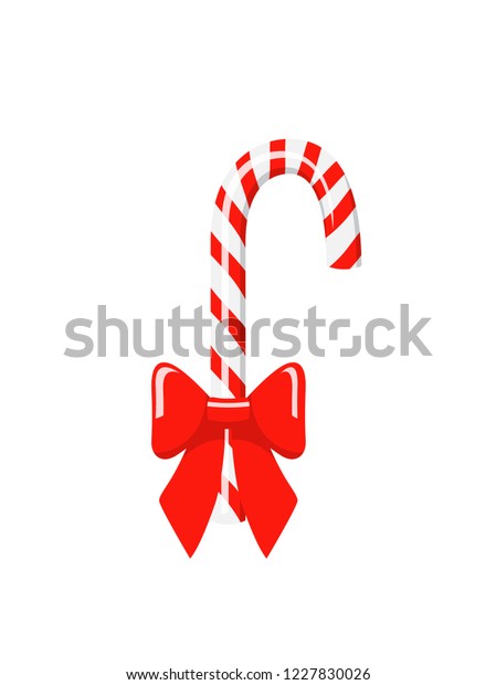 Christmas Candy Cane Red Bow Isolated Stock Vector Royalty Free