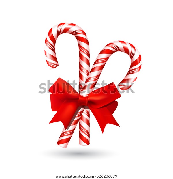 Christmas Candy Cane Red Bow Isolated Stock Vector (Royalty Free) 526206079