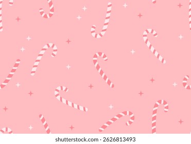 Christmas Candy Cane Red Doodle Seamless Pattern. Christmas candy lollipop seamless pattern. New Year pattern