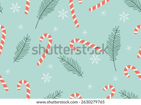 Christmas Candy Cane Red Doodle Seamless Pattern. Christmas candy lollipop seamless pattern. New Year pattern	
