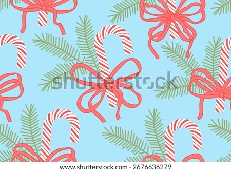 Christmas Candy Cane Red Doodle Seamless Pattern. Christmas candy lollipop seamless pattern. New Year pattern stock illustration